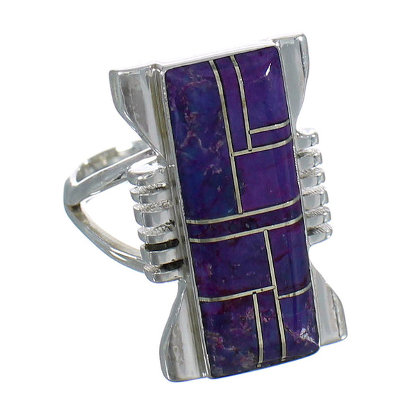 Magenta Turquoise Inlay Sterling Silver Ring Size 7-1/2 MX61837